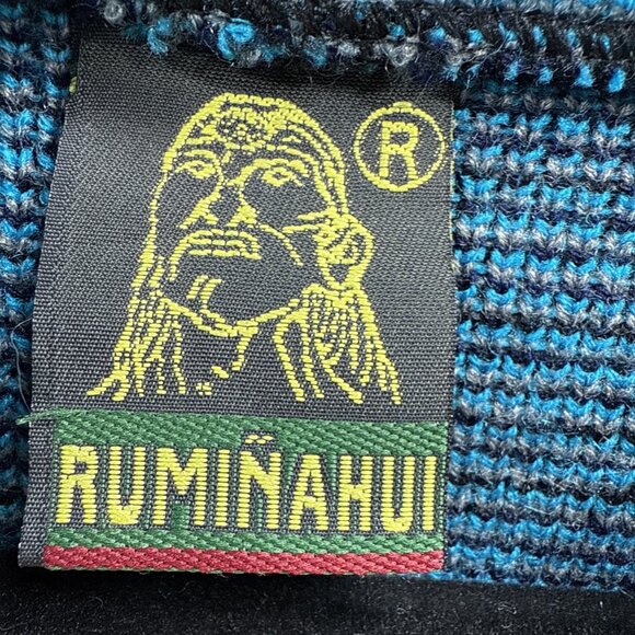 Vtg Bob Marley Tejidos Ruminahui Sweater Jacket XL Wool Blue Black Buffalo Zip - Picture 3 of 9